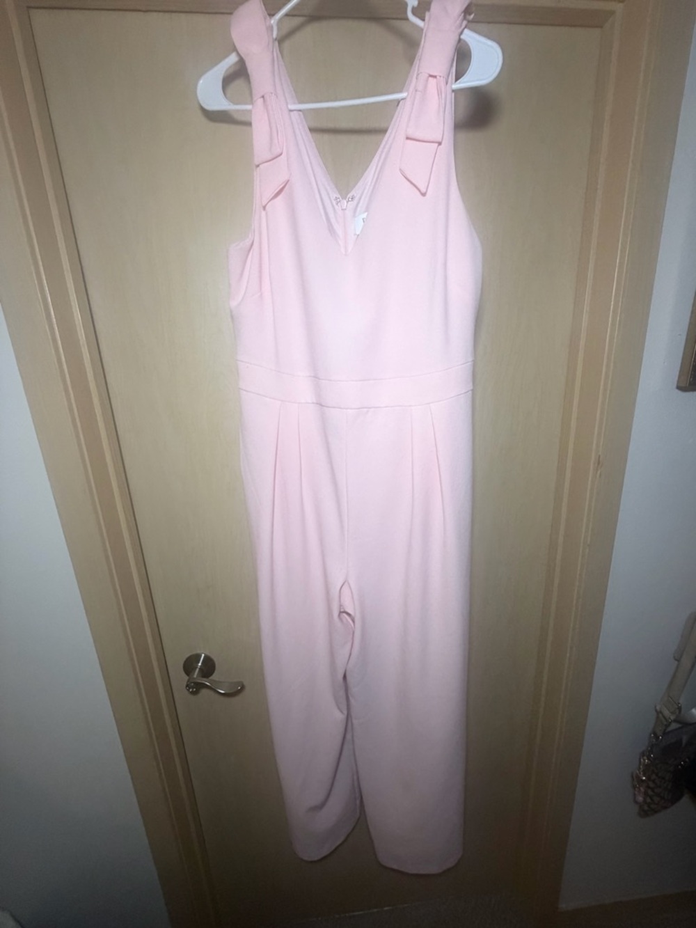 Elle Blush Pink V-Neck Tie-Strap Jumpsuit